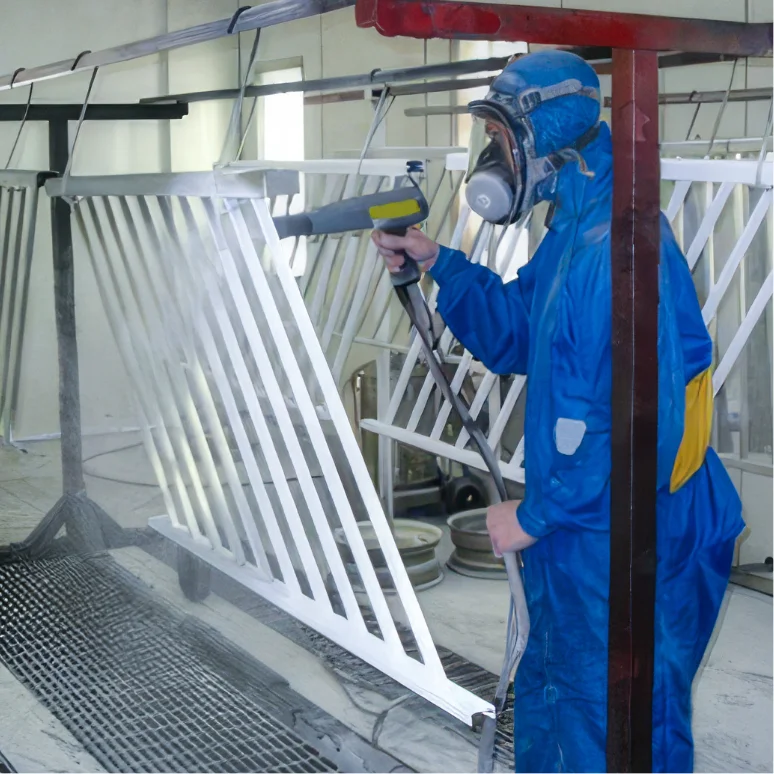 Worker Powder Coating Railings